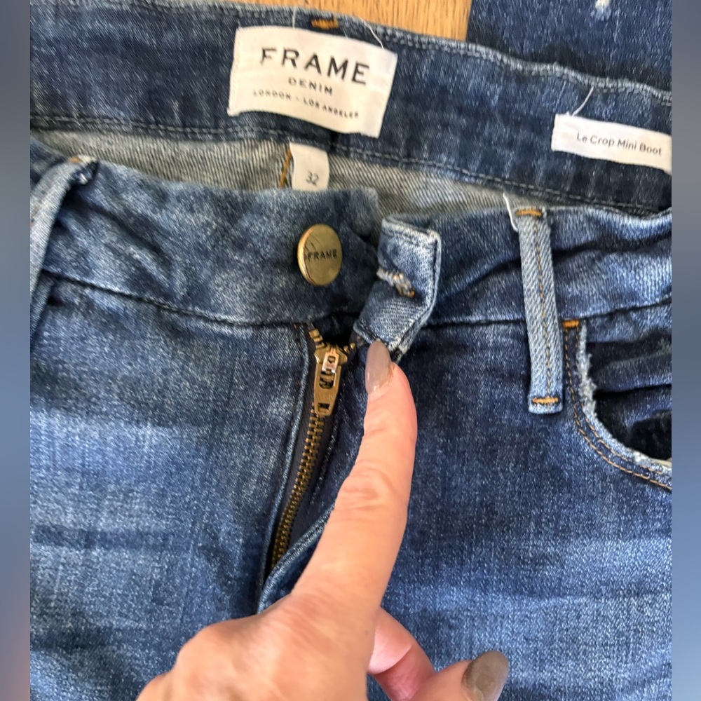 Frame Le Crop Mini boot jeans size 32 distressed at ankles EUC - Picture 2 of 11